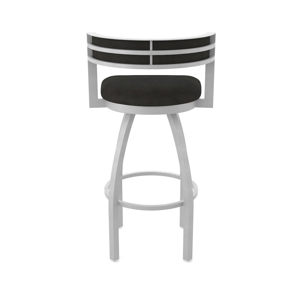 Swivel Bar Stool with Anodized Nickel Finish and Canter Espresso Seat and Back
