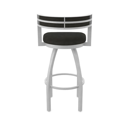 Swivel Bar Stool with Anodized Nickel Finish and Canter Espresso Seat and Back