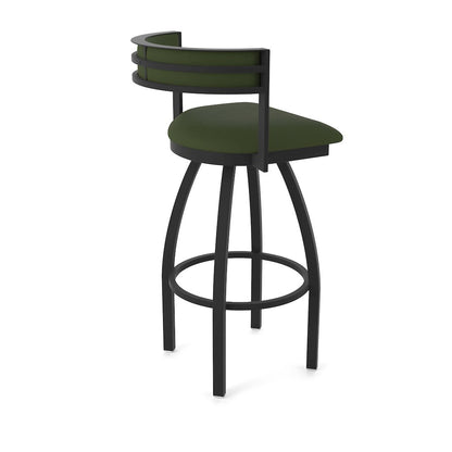 Swivel Bar Stool with Black Wrinkle Finish and Canter Pine Seat and Back