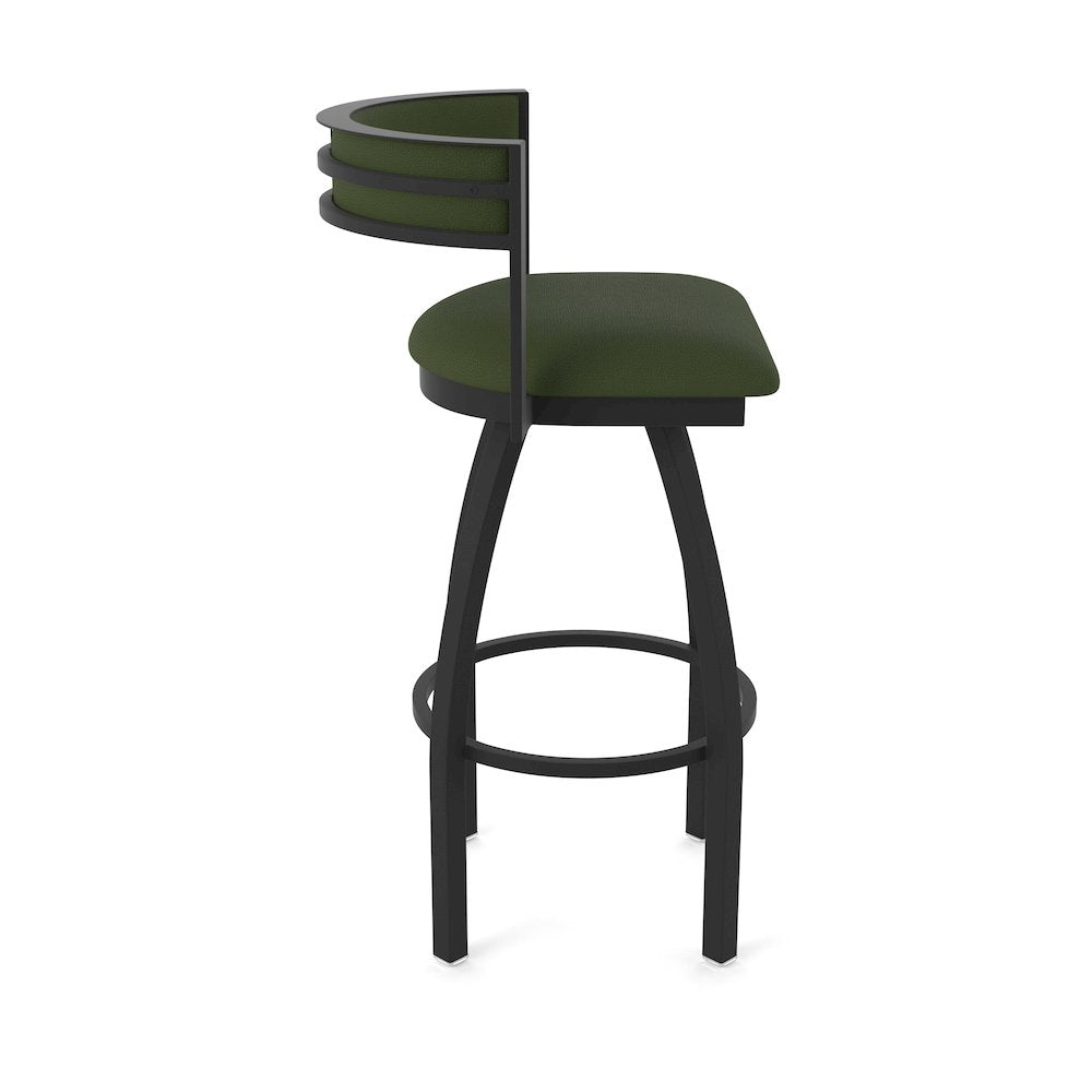 Swivel Bar Stool with Black Wrinkle Finish and Canter Pine Seat and Back