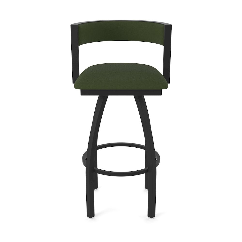 Swivel Bar Stool with Black Wrinkle Finish and Canter Pine Seat and Back