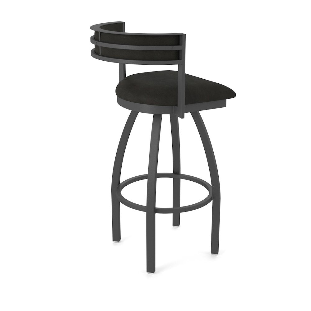 Swivel Bar Stool with Pewter Finish and Canter Espresso Seat and Back