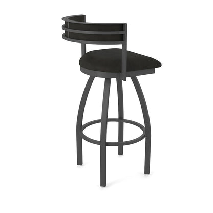 Swivel Bar Stool with Pewter Finish and Canter Espresso Seat and Back