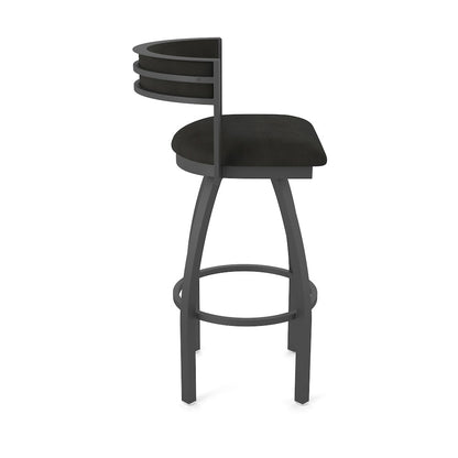 Swivel Bar Stool with Pewter Finish and Canter Espresso Seat and Back
