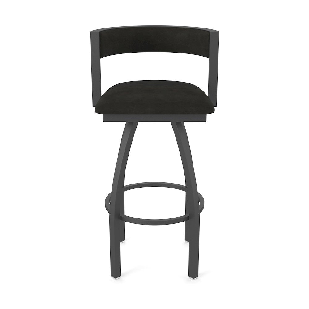 Swivel Bar Stool with Pewter Finish and Canter Espresso Seat and Back