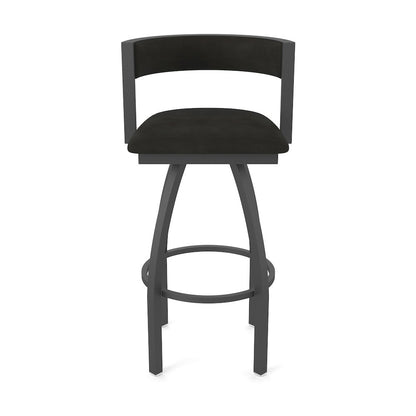 Swivel Bar Stool with Pewter Finish and Canter Espresso Seat and Back