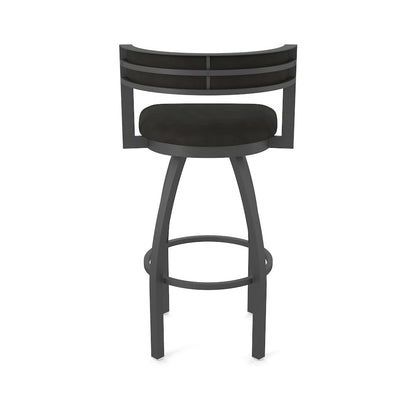 Swivel Bar Stool with Pewter Finish and Canter Espresso Seat and Back