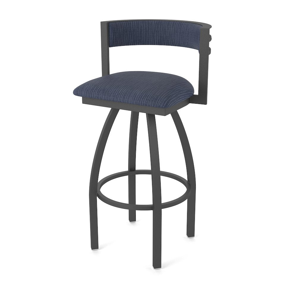 Swivel Bar Stool with Pewter Finish and Graph Anchor Seat and Back