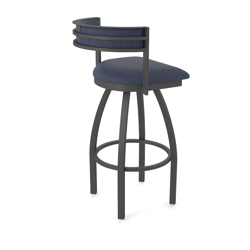 Swivel Bar Stool with Pewter Finish and Graph Anchor Seat and Back