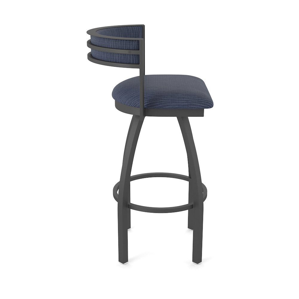 Swivel Bar Stool with Pewter Finish and Graph Anchor Seat and Back