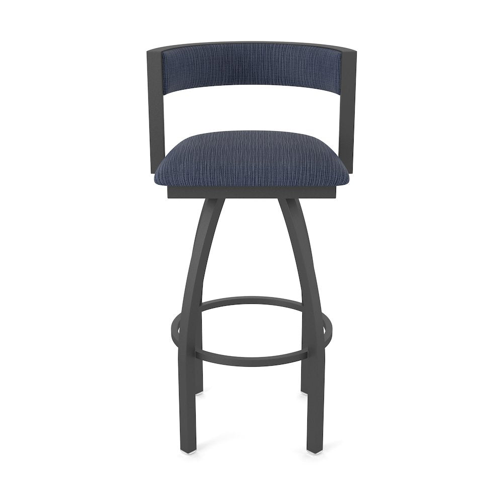 Swivel Bar Stool with Pewter Finish and Graph Anchor Seat and Back