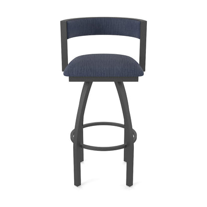 Swivel Bar Stool with Pewter Finish and Graph Anchor Seat and Back