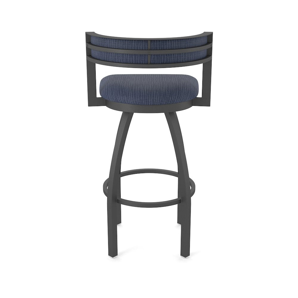 Swivel Bar Stool with Pewter Finish and Graph Anchor Seat and Back