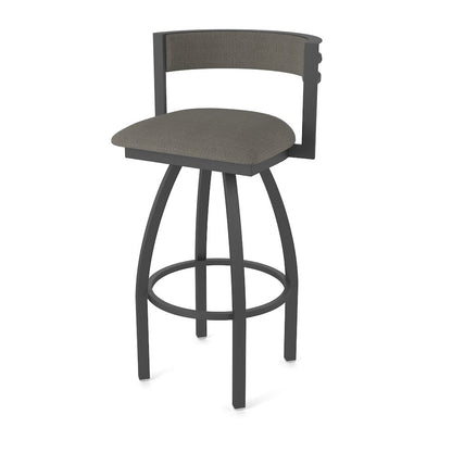 Swivel Bar Stool with Pewter Finish and Graph Chalice Seat and Back