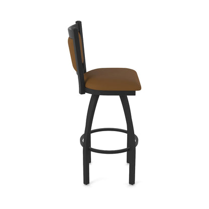 Swivel Bar Stool with Black Wrinkle Finish and Canter Thatch Seat and Back