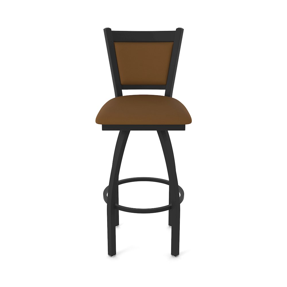 Swivel Bar Stool with Black Wrinkle Finish and Canter Thatch Seat and Back