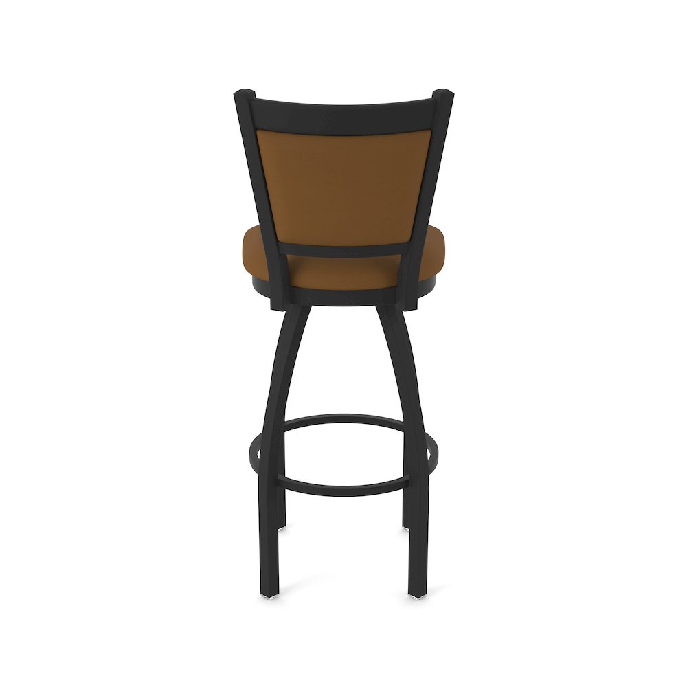 Swivel Bar Stool with Black Wrinkle Finish and Canter Thatch Seat and Back