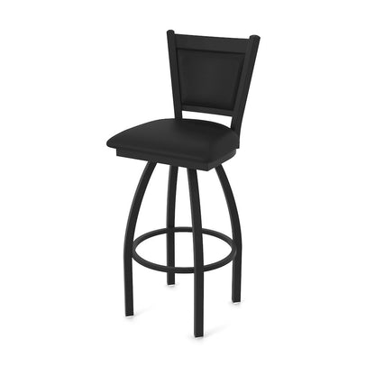 Swivel Bar Stool with Black Wrinkle Finish and Black Vinyl Seat and Back