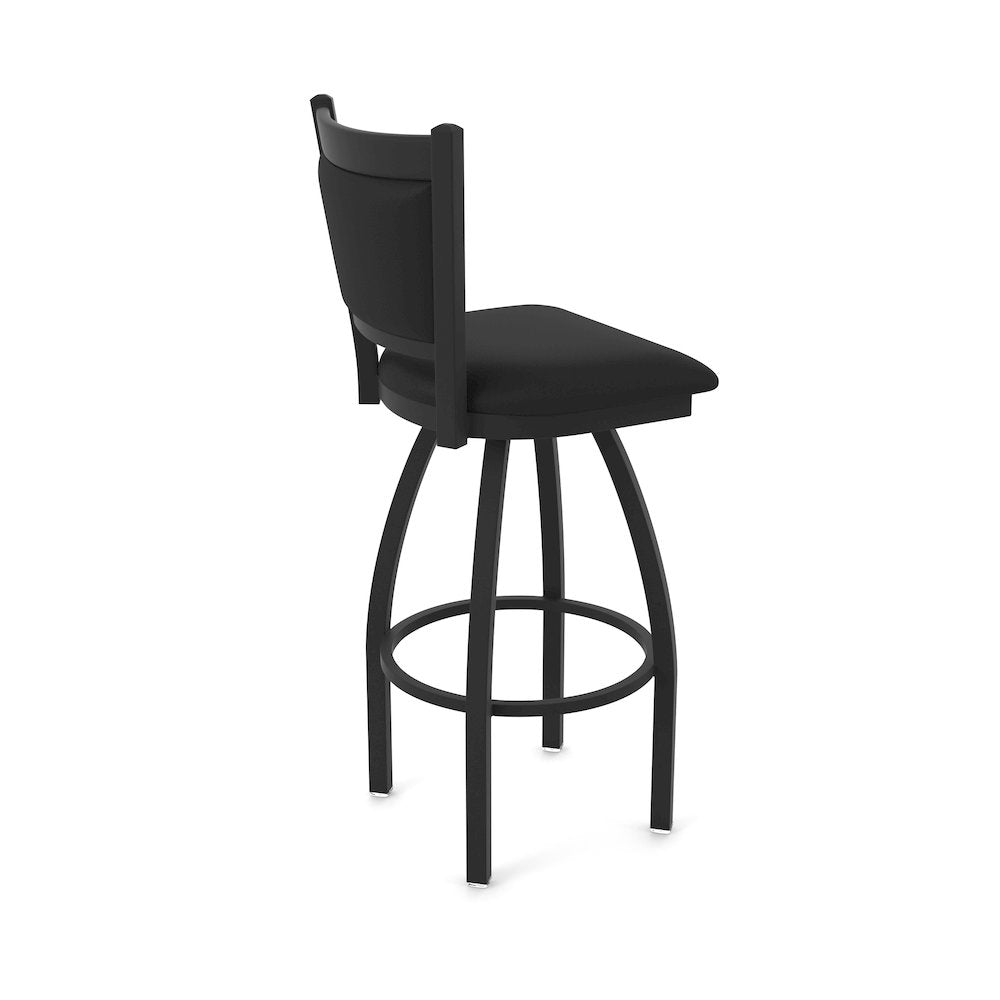 Swivel Bar Stool with Black Wrinkle Finish and Black Vinyl Seat and Back