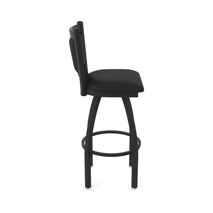 Swivel Bar Stool with Black Wrinkle Finish and Black Vinyl Seat and Back