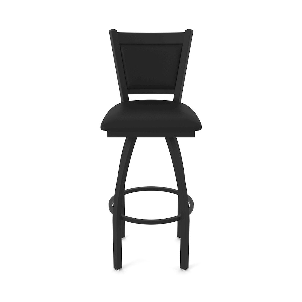 Swivel Bar Stool with Black Wrinkle Finish and Black Vinyl Seat and Back