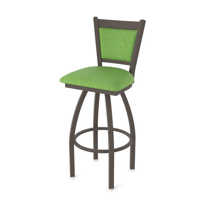 Swivel Bar Stool with Bronze Finish and Graph Parrot Seat and Back