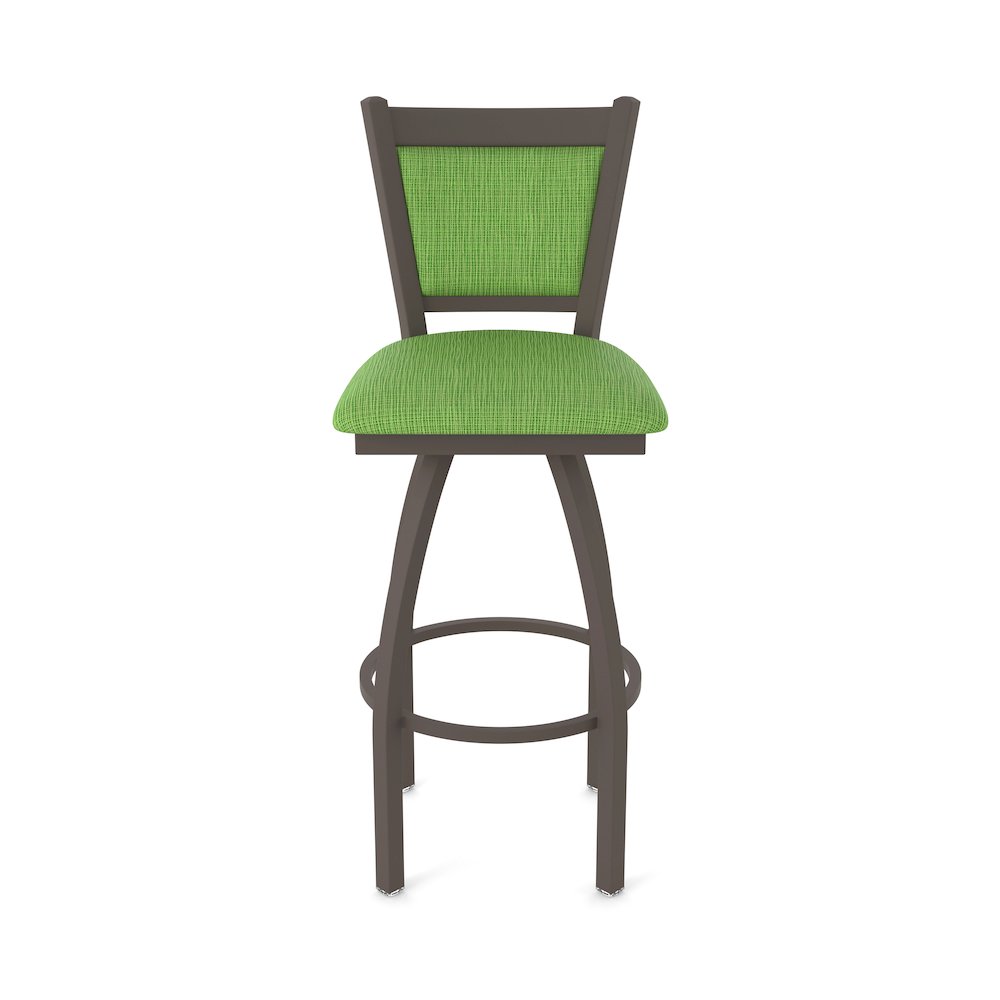 Swivel Bar Stool with Bronze Finish and Graph Parrot Seat and Back