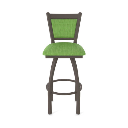 Swivel Bar Stool with Bronze Finish and Graph Parrot Seat and Back