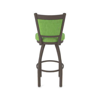 Swivel Bar Stool with Bronze Finish and Graph Parrot Seat and Back