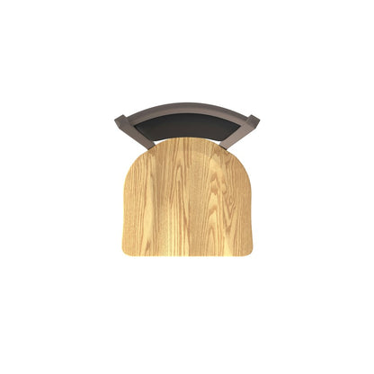 Swivel Bar Stool with Bronze Finish and Natural Oak Seat and Black Vinyl Back