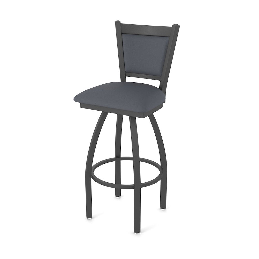 Swivel Bar Stool with Pewter Finish and Canter Storm Seat and Back