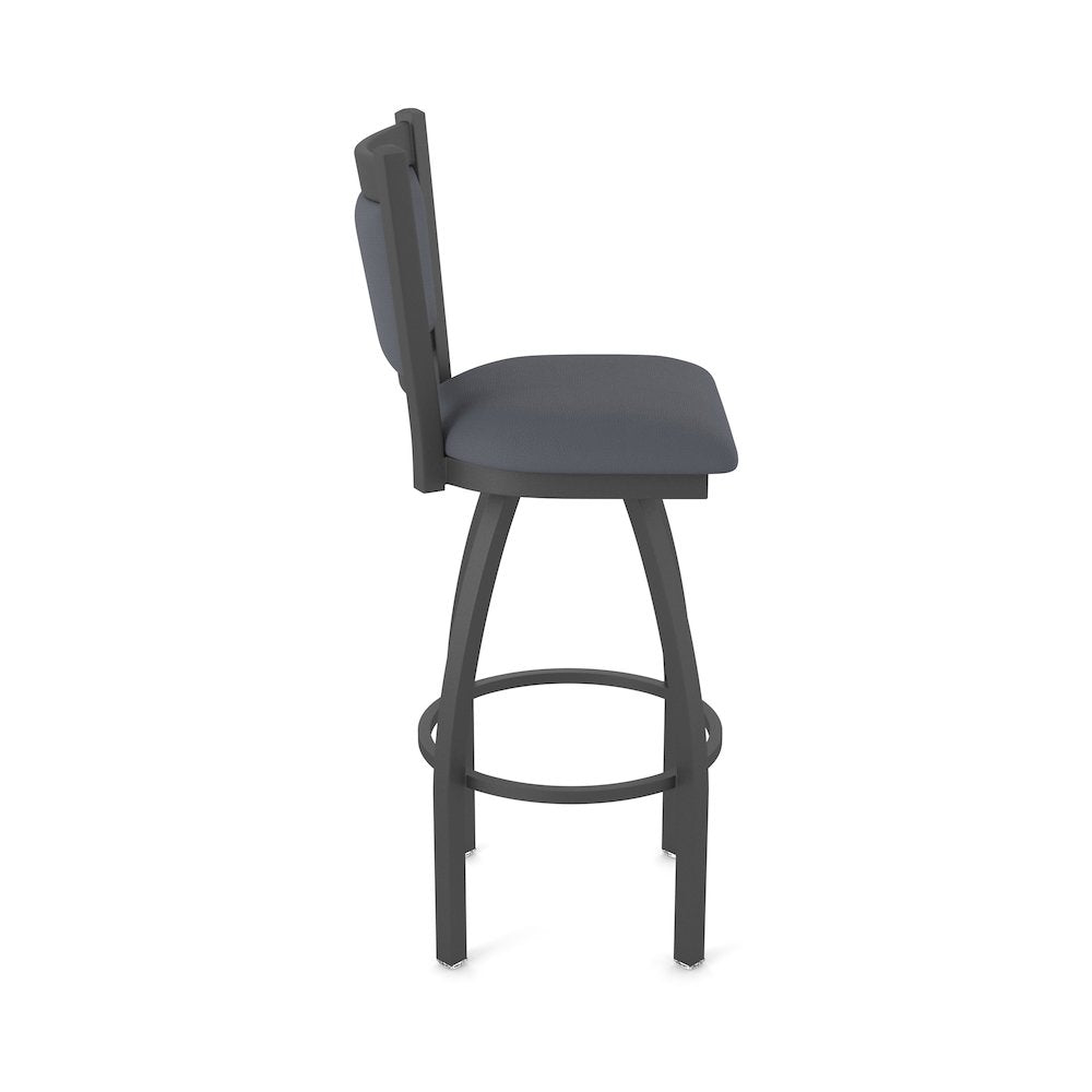 Swivel Bar Stool with Pewter Finish and Canter Storm Seat and Back