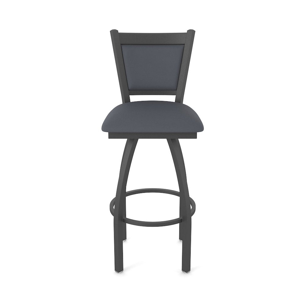 Swivel Bar Stool with Pewter Finish and Canter Storm Seat and Back