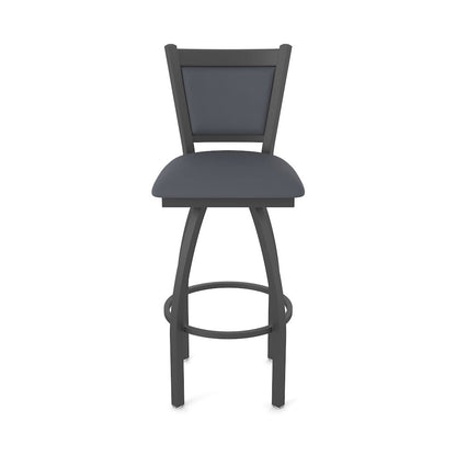 Swivel Bar Stool with Pewter Finish and Canter Storm Seat and Back