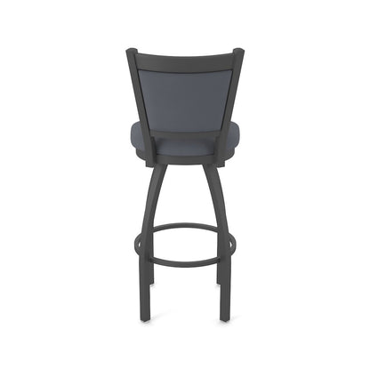 Swivel Bar Stool with Pewter Finish and Canter Storm Seat and Back