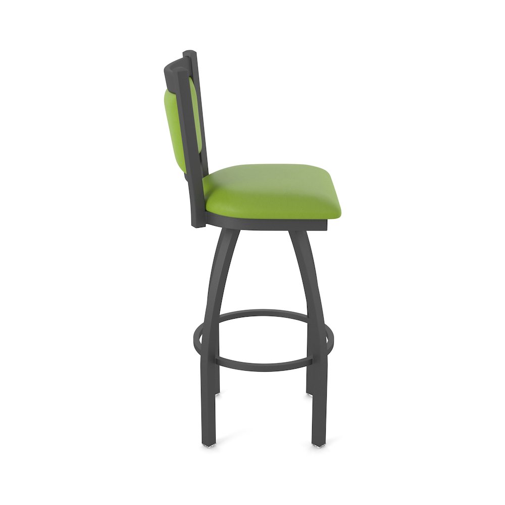 Swivel Bar Stool with Pewter Finish and Canter Kiwi Green Seat and Back