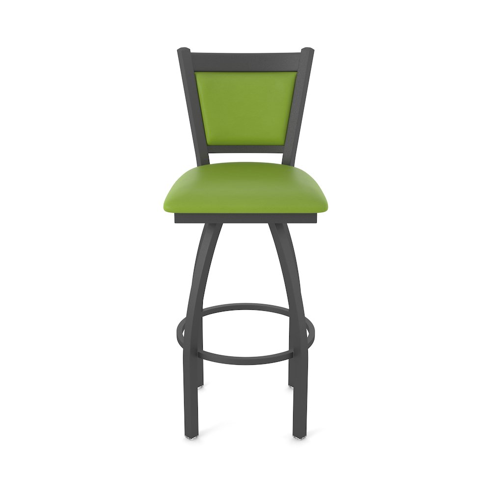 Swivel Bar Stool with Pewter Finish and Canter Kiwi Green Seat and Back