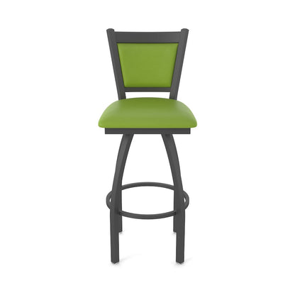 Swivel Bar Stool with Pewter Finish and Canter Kiwi Green Seat and Back