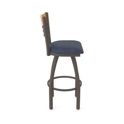 30" Swivel Bar Stool, Bronze Finish, Medium Back, Graph Anchor Seat