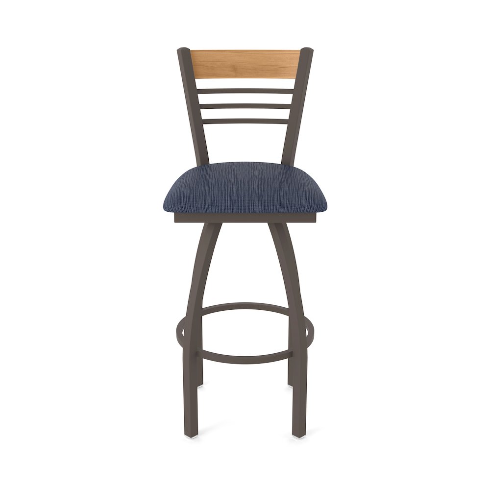 30" Swivel Bar Stool, Bronze Finish, Medium Back, Graph Anchor Seat