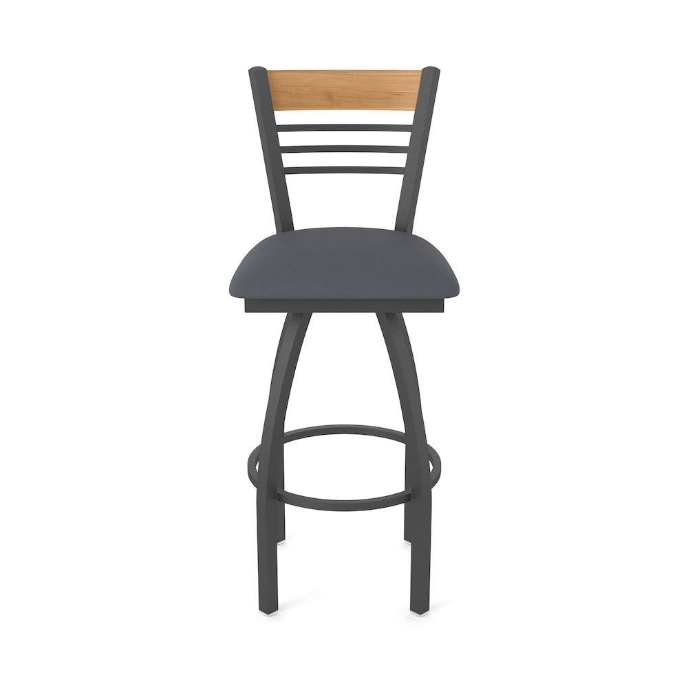 30" Swivel Bar Stool, Pewter Finish, Medium Back, Canter Storm Seat