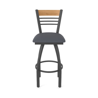 30" Swivel Bar Stool, Pewter Finish, Medium Back, Canter Storm Seat