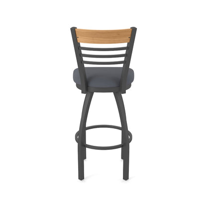 30" Swivel Bar Stool, Pewter Finish, Medium Back, Canter Storm Seat