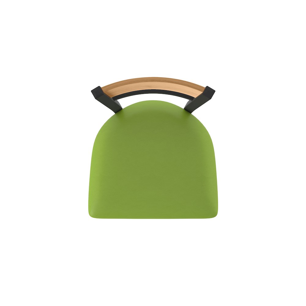 30" Swivel Bar Stool, Black Wrinkle Finish, Medium Back, Canter Kiwi Green Seat