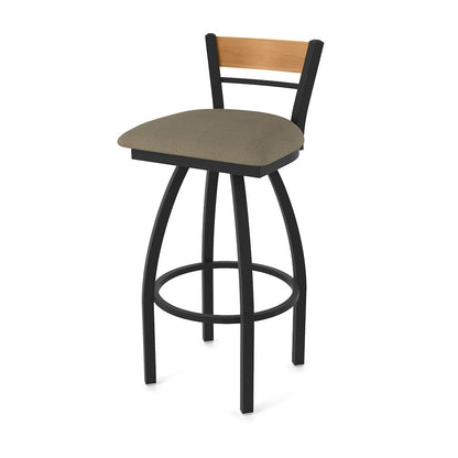30" Swivel Bar Stool, Black Wrinkle Finish, Medium Back, Graph Cork Seat