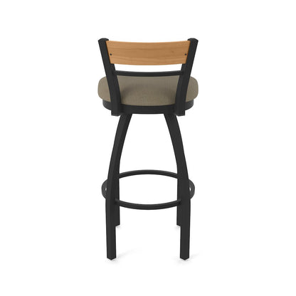 30" Swivel Bar Stool, Black Wrinkle Finish, Medium Back, Graph Cork Seat