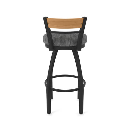 30" Swivel Bar Stool, Black Wrinkle Finish, Medium Back, Graph Coal Seat