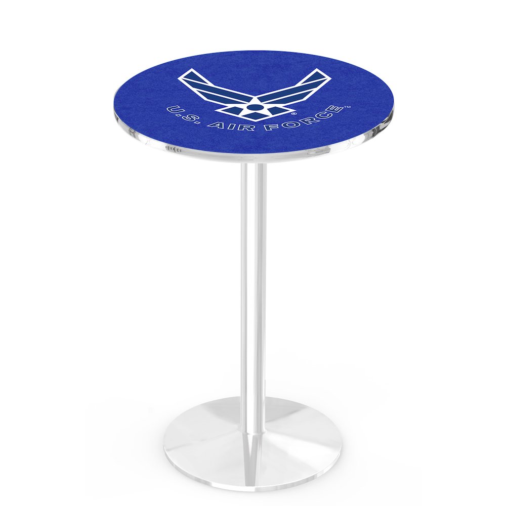L214 United States Air Force 36' Tall - 36' Top Pub Table w/ Chrome Finish