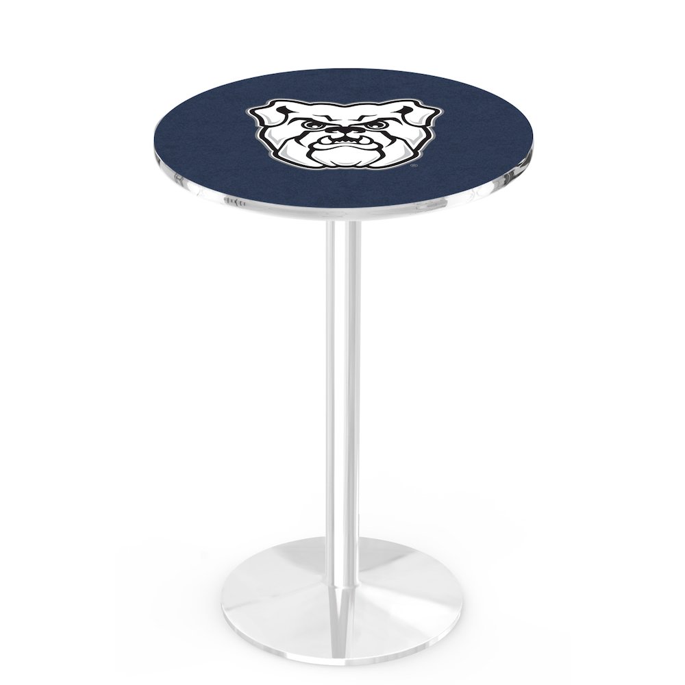 L214 Butler University 36" Tall - 36" Top Pub Table with Chrome Finish