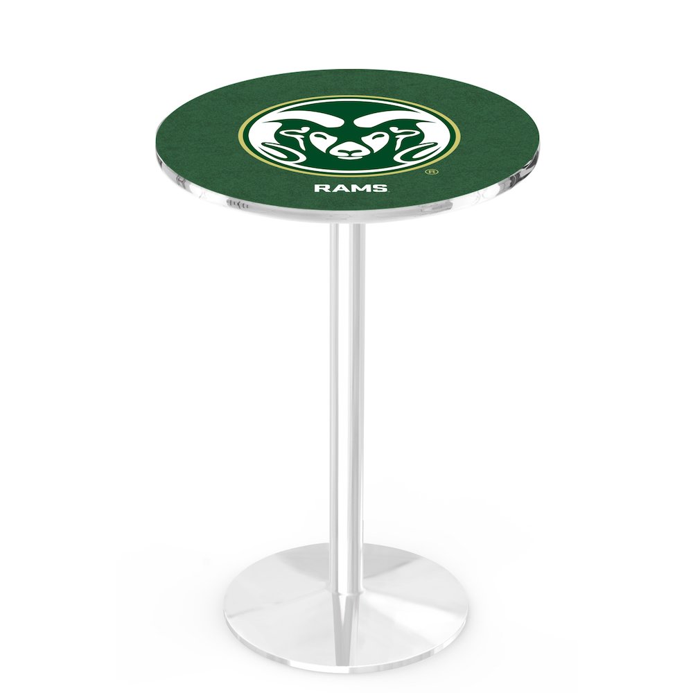 L214 Colorado State University 36" Tall - 36" Top Pub Table with Chrome Finish